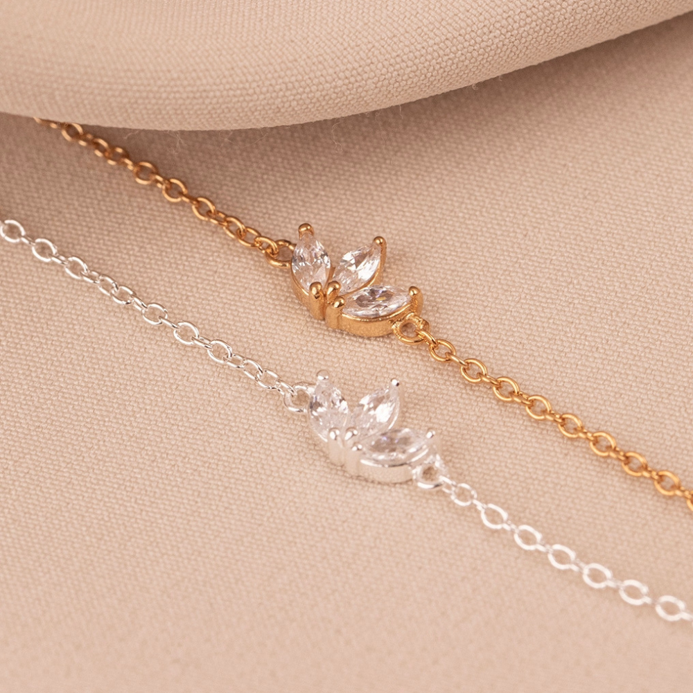 Tres flores de circonio - Pulsera de cadena