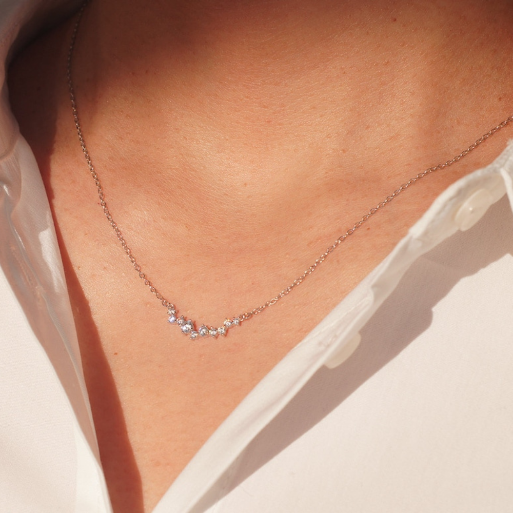 Collar sonrisa de diamante - Collar delicado de diamantes