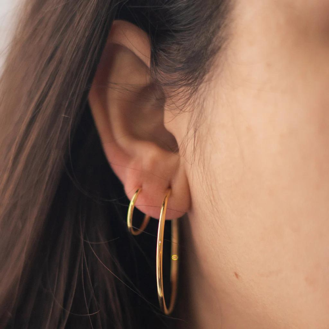 Aros ligeros - Pendientes de oro y plata (set de 4)