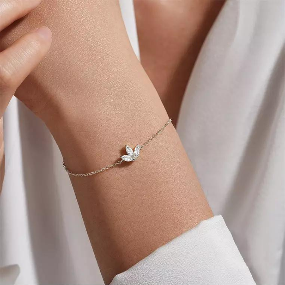 Tres flores de circonio - Pulsera de cadena
