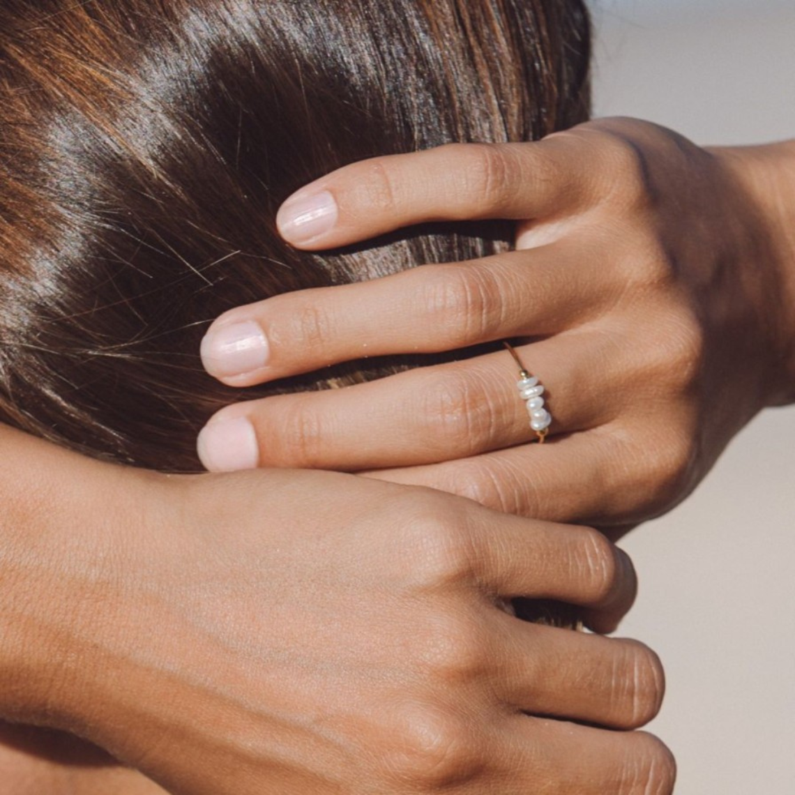 Anillo de perlas de agua dulce mini