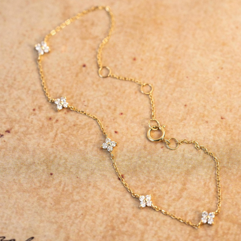 Pulsera de Flores de Zircón - Pulsera Minimalista