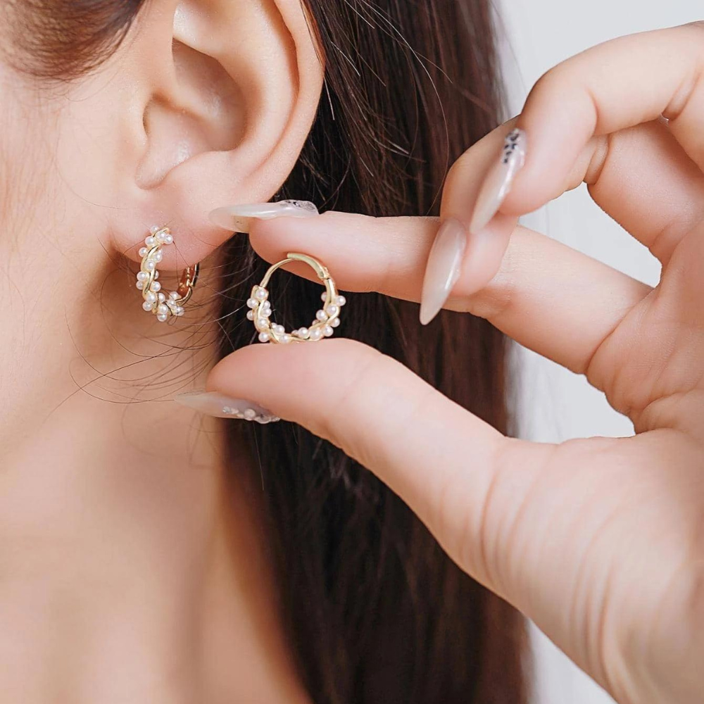 Pendientes de perlas de imitación - Elegantes pendientes de perlas