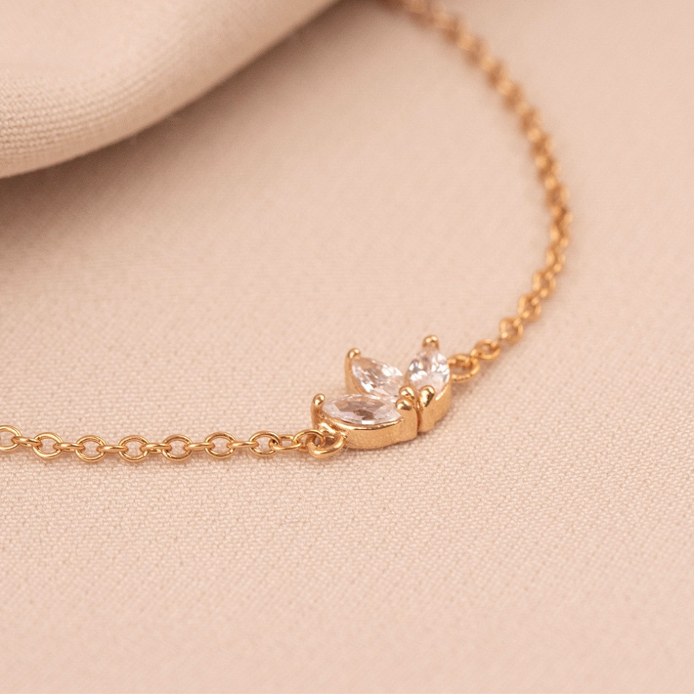 Tres flores de circonio - Pulsera de cadena