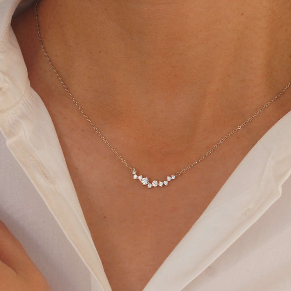 Collar sonrisa de diamante - Collar delicado de diamantes