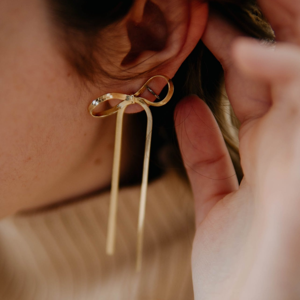 Pendientes largos con borlas - Pendientes Ribbon