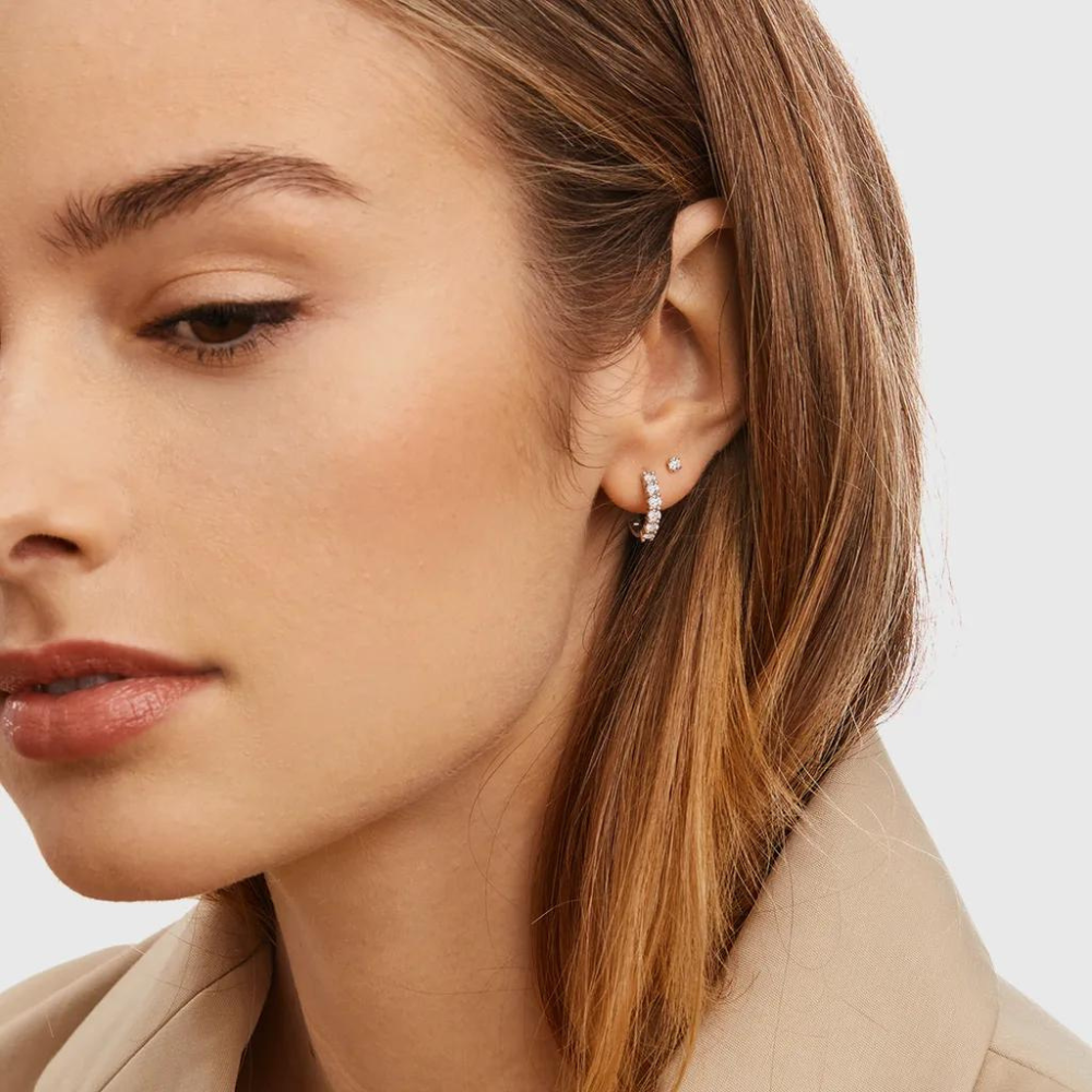 Aros de aro de zirconio - Aros con encanto de diamante