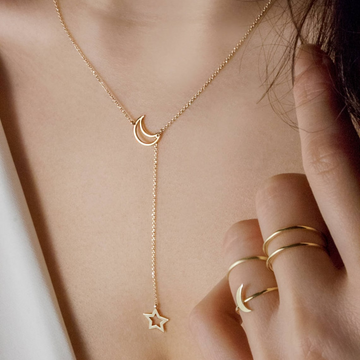 Luna y estrella - Collar estilo Lariat