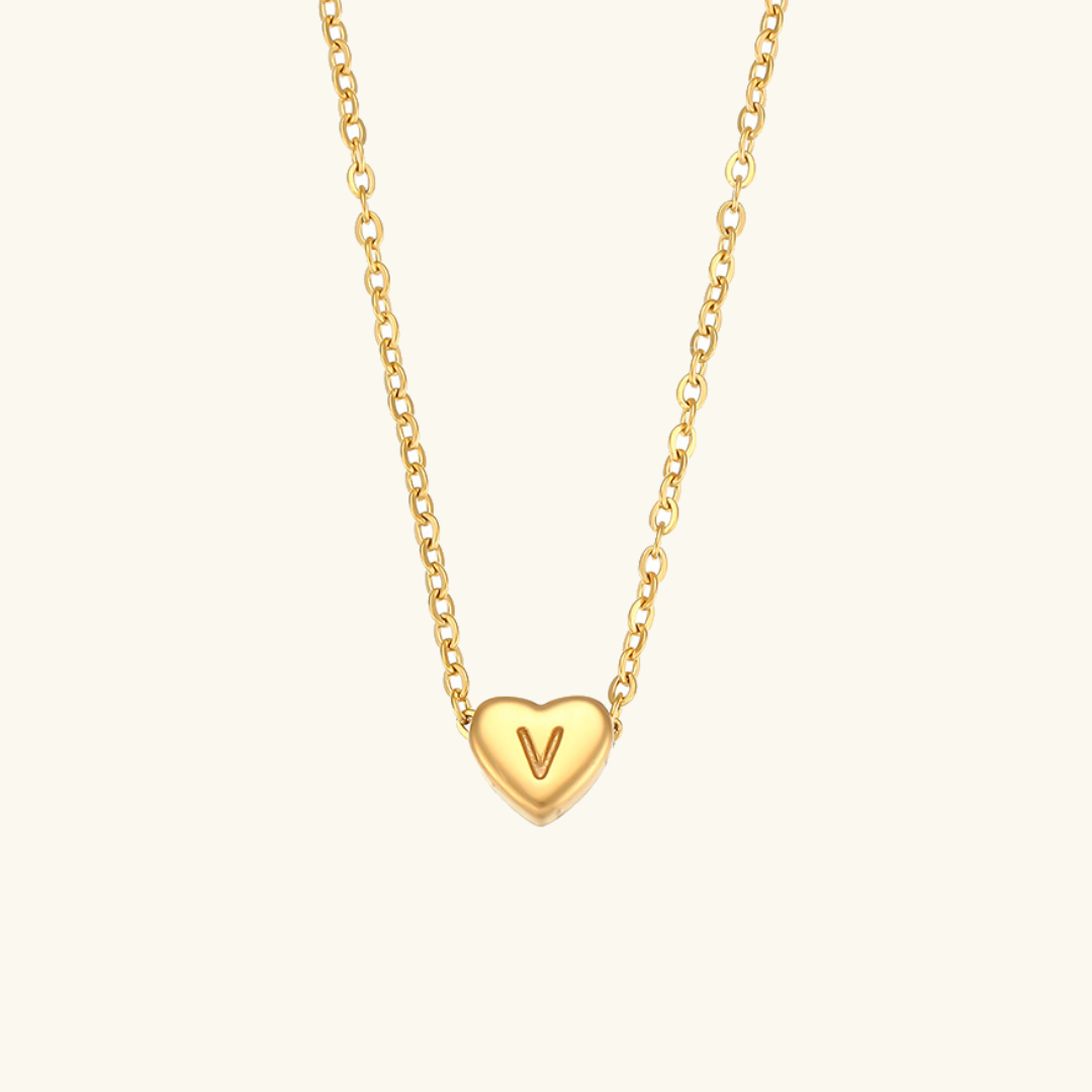 Corazón - Collar de iniciales de oro