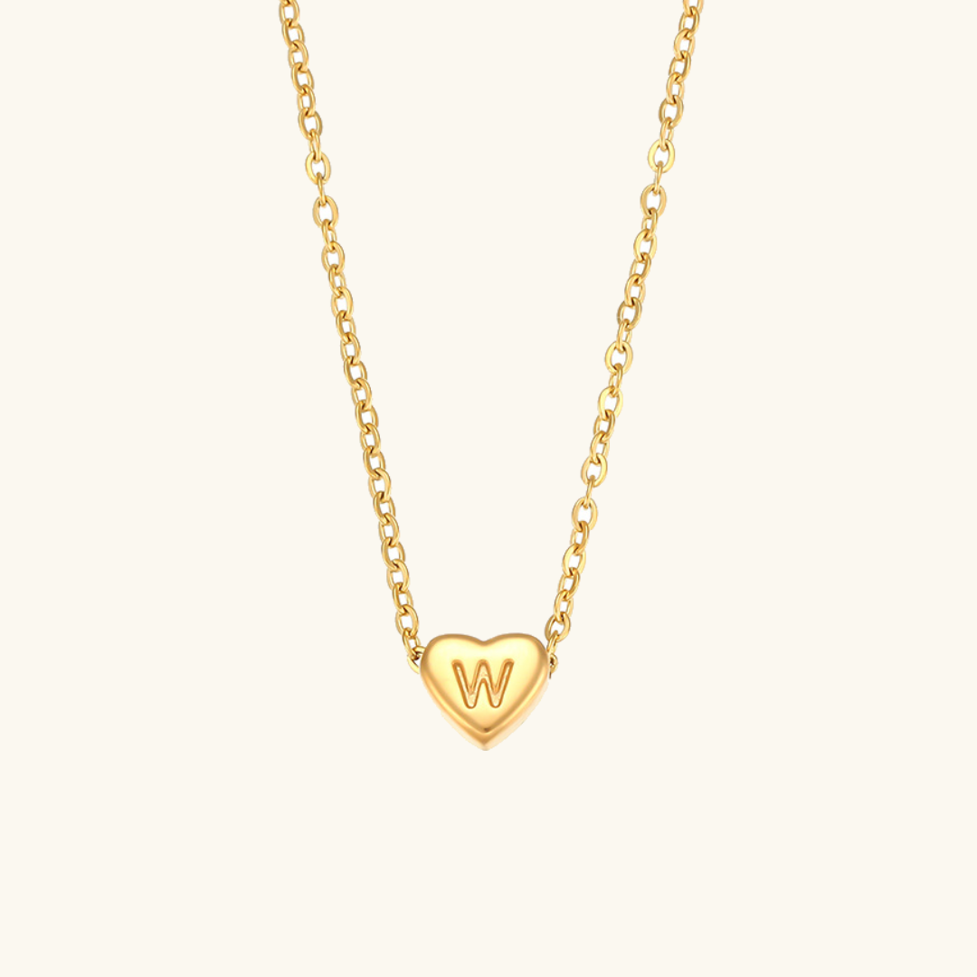 Corazón - Collar de iniciales de oro