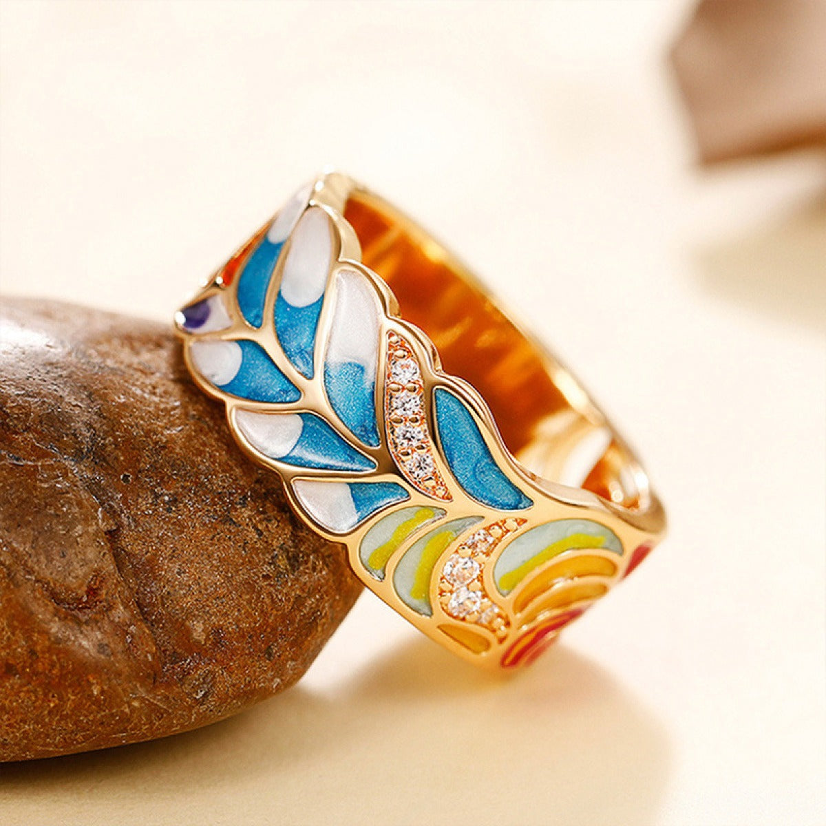 Isolde – Anillo con flores pintadas a mano