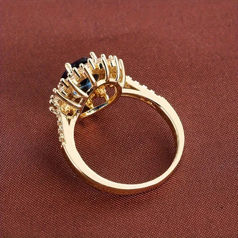 Delphine – Anillo Chic dorado con piedra azul