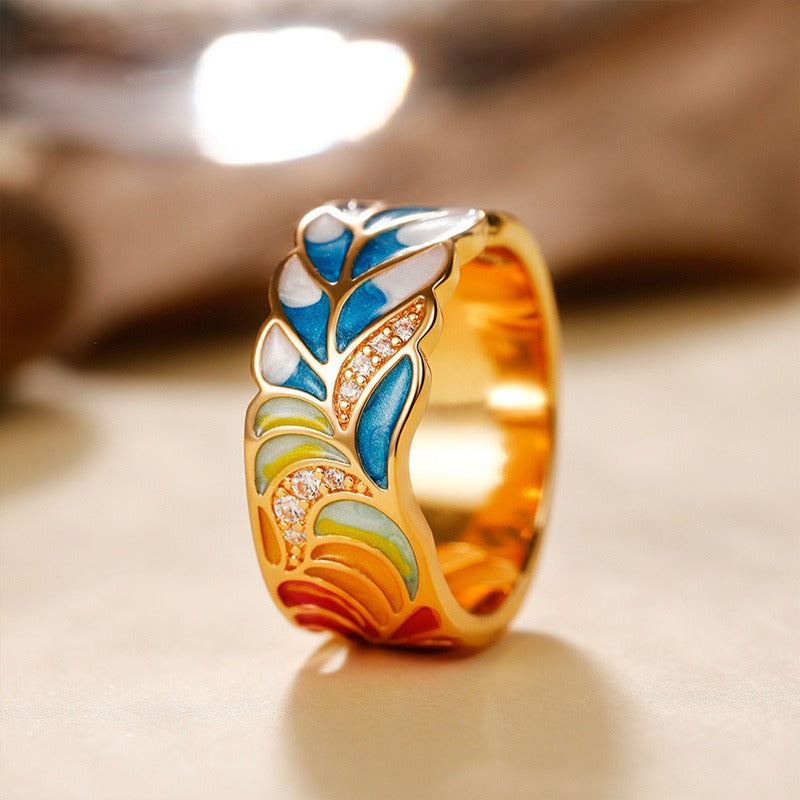 Isolde – Anillo con flores pintadas a mano