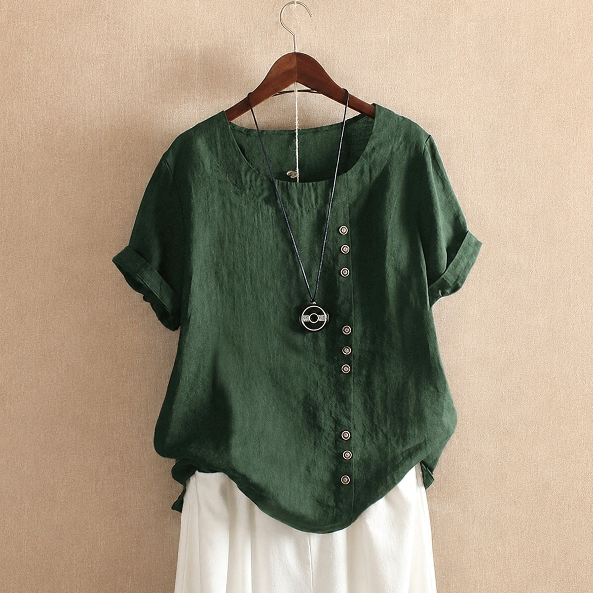 Julianny - Blusa de manga corta con botones