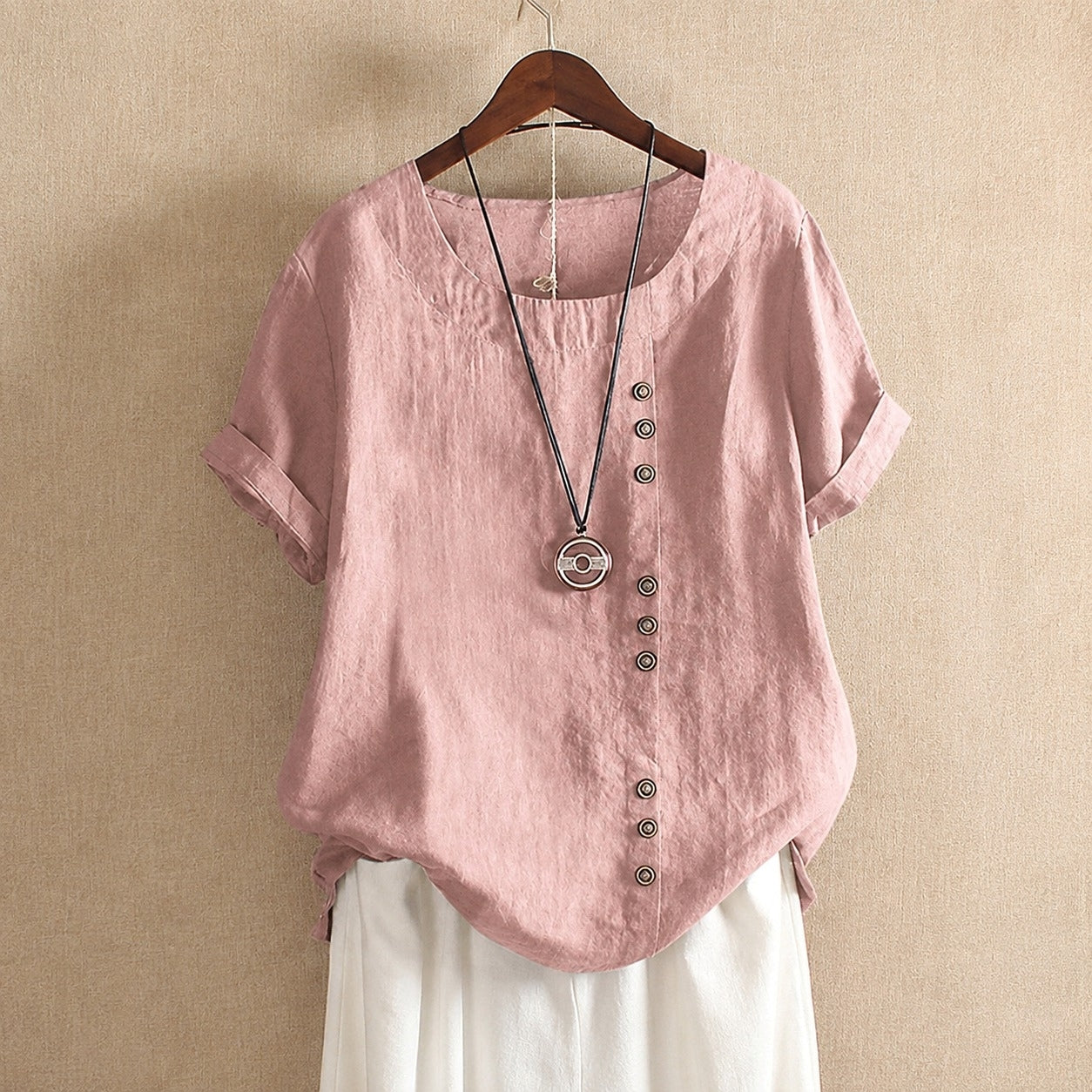 Julianny - Blusa de manga corta con botones