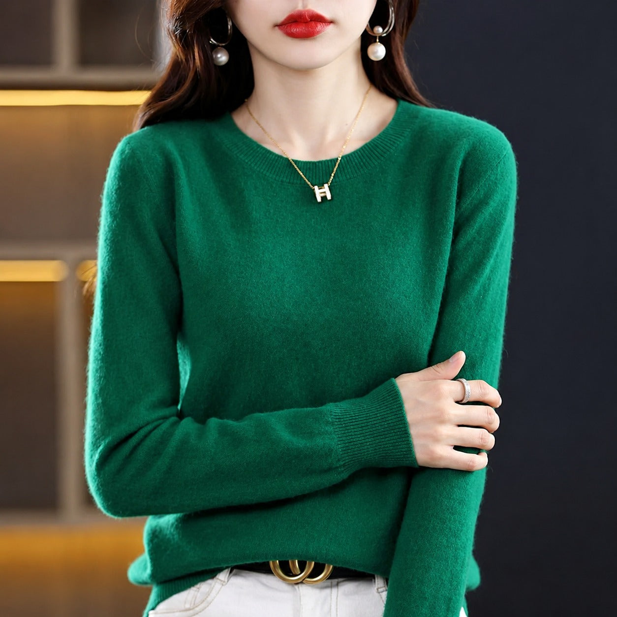 Erica - Suéter Casual de Cuello Redondo para Mujer