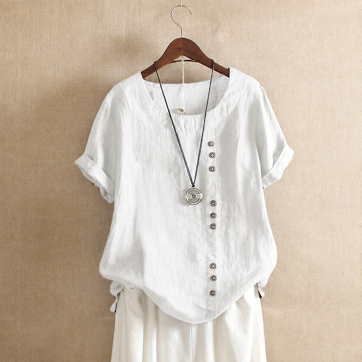 Julianny - Blusa de manga corta con botones
