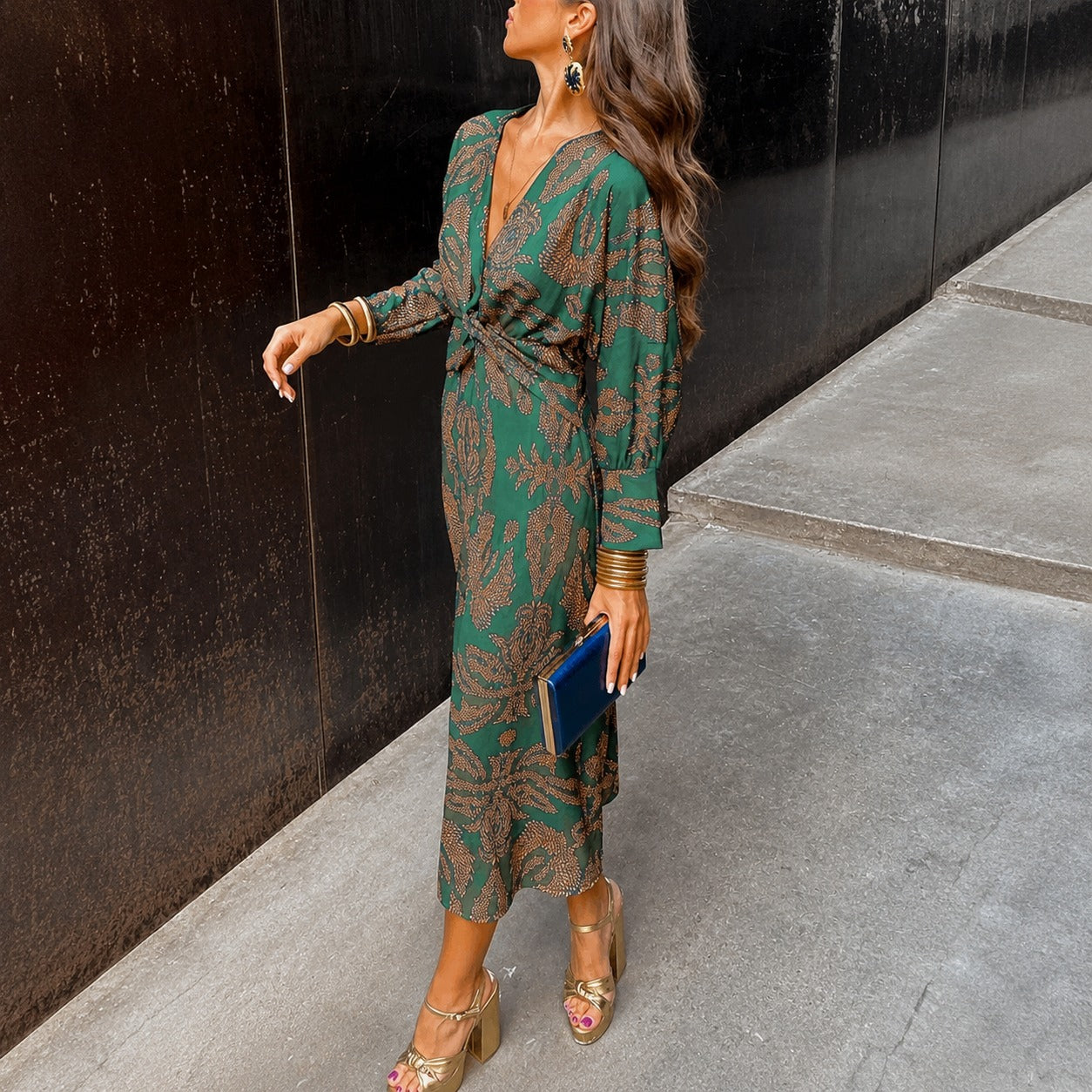 Grace - Vestido elegante con estampado floral y lazo