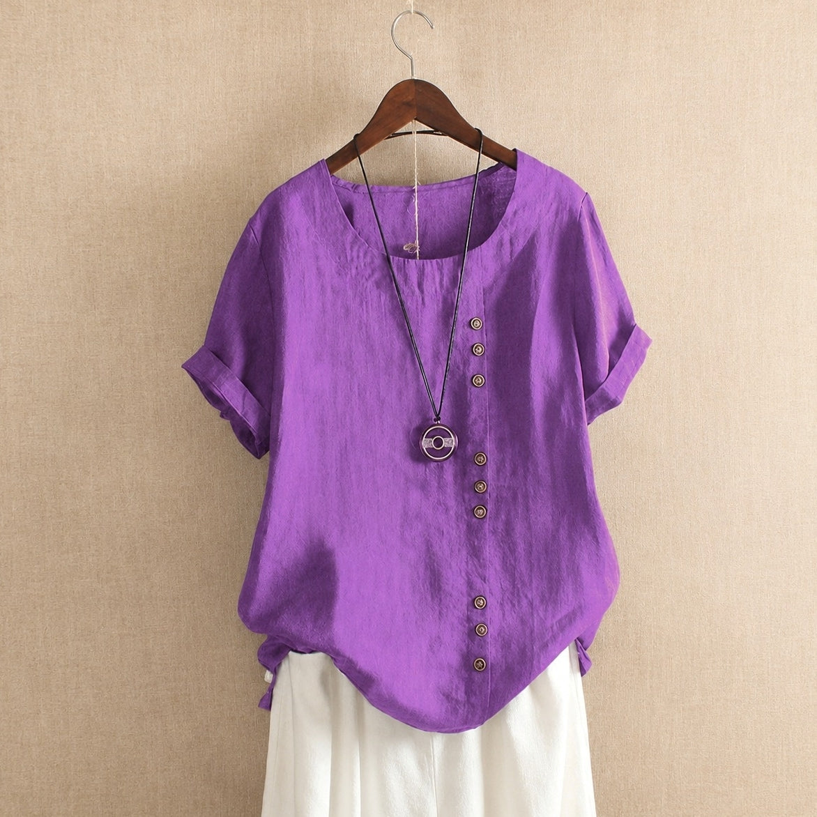 Julianny - Blusa de manga corta con botones