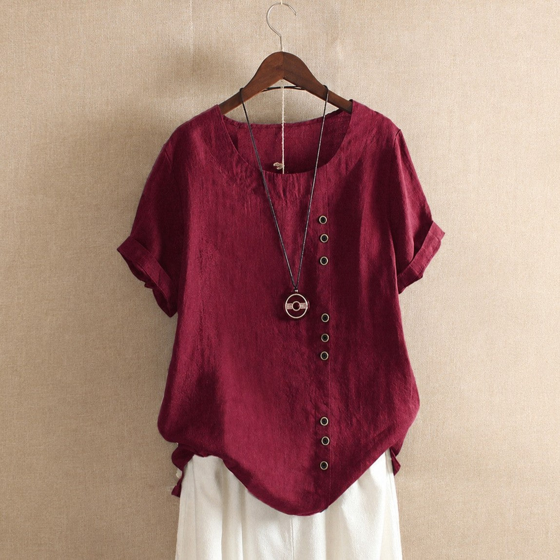 Julianny - Blusa de manga corta con botones