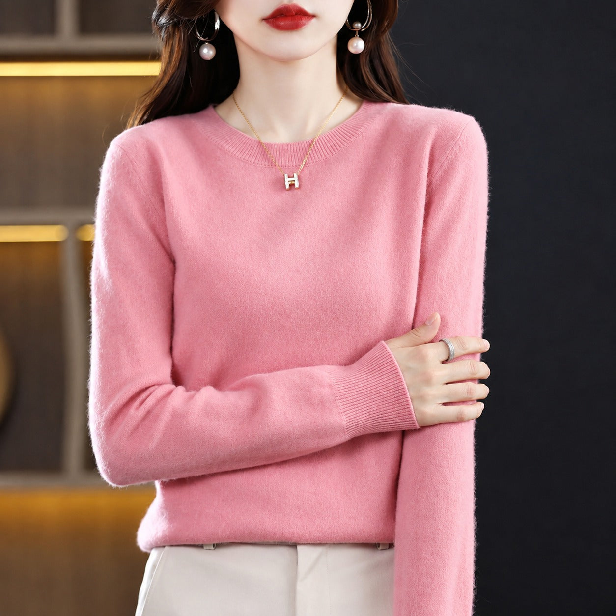 Erica - Suéter Casual de Cuello Redondo para Mujer