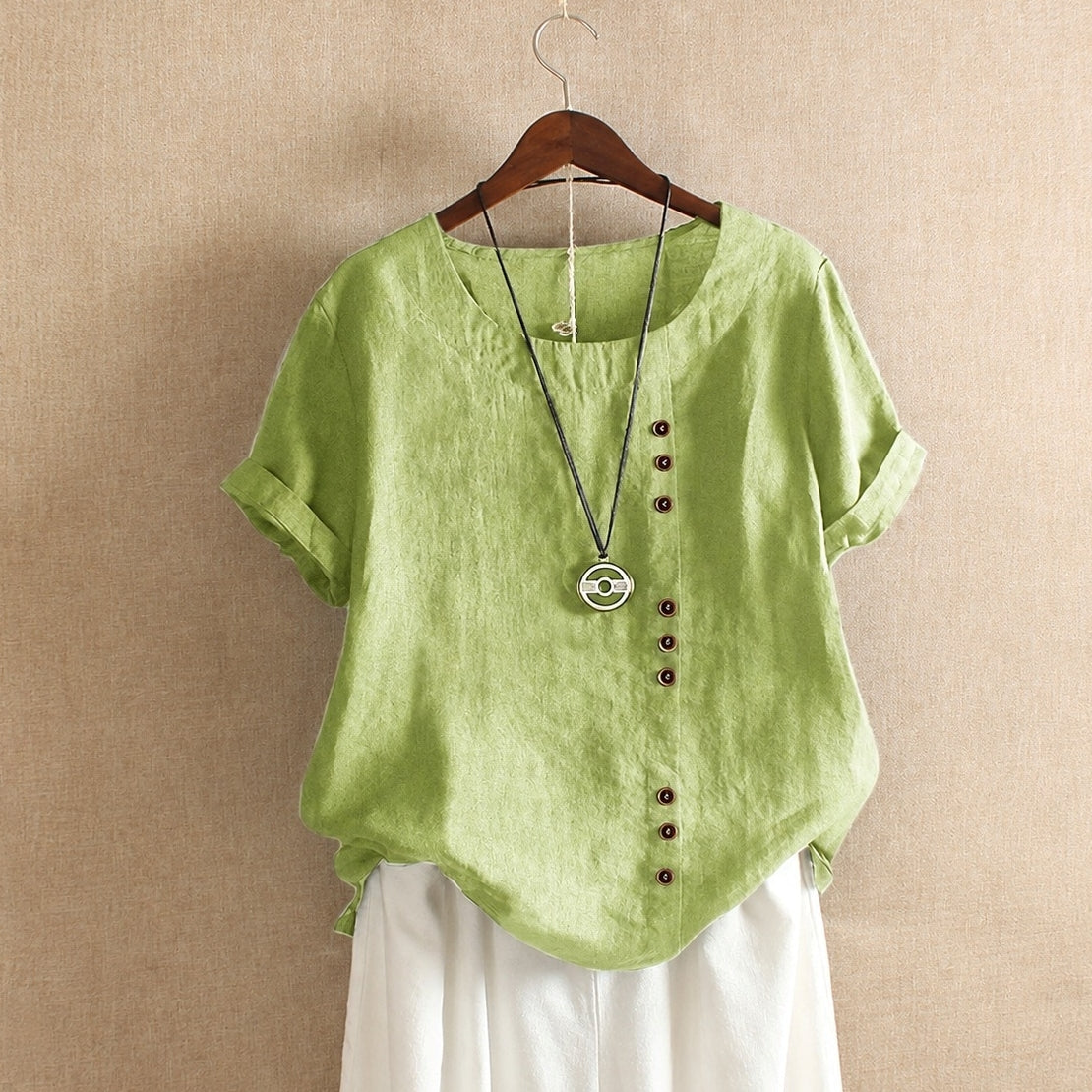 Julianny - Blusa de manga corta con botones