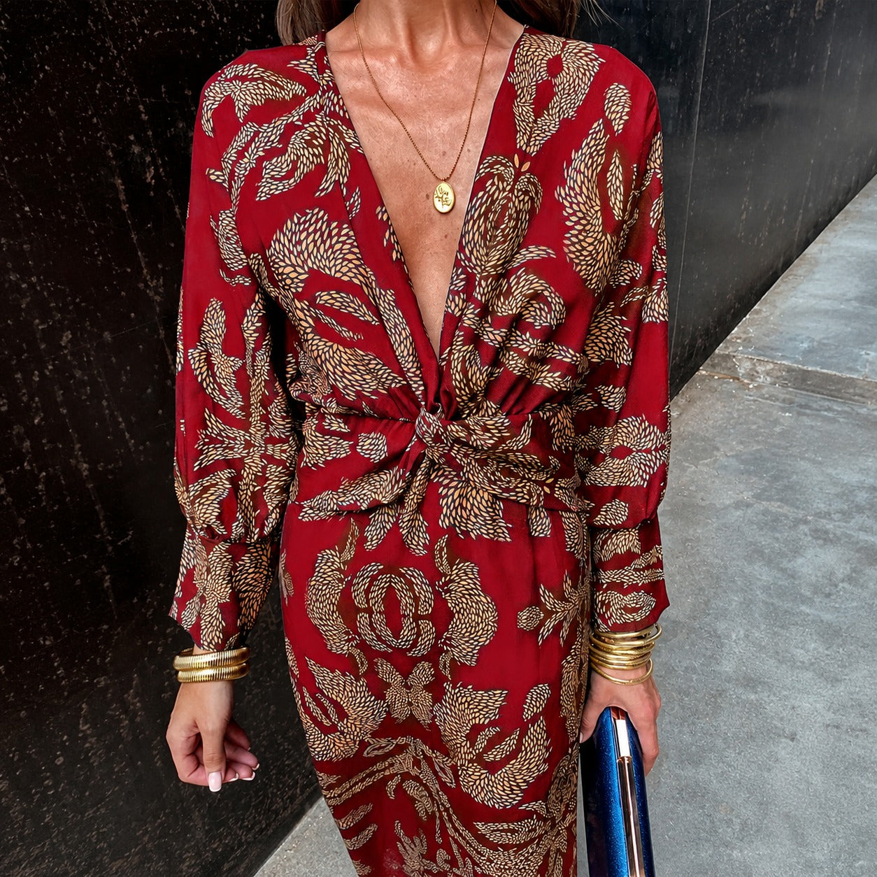 Grace - Vestido elegante con estampado floral y lazo