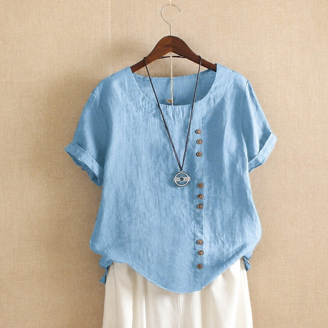 Julianny - Blusa de manga corta con botones
