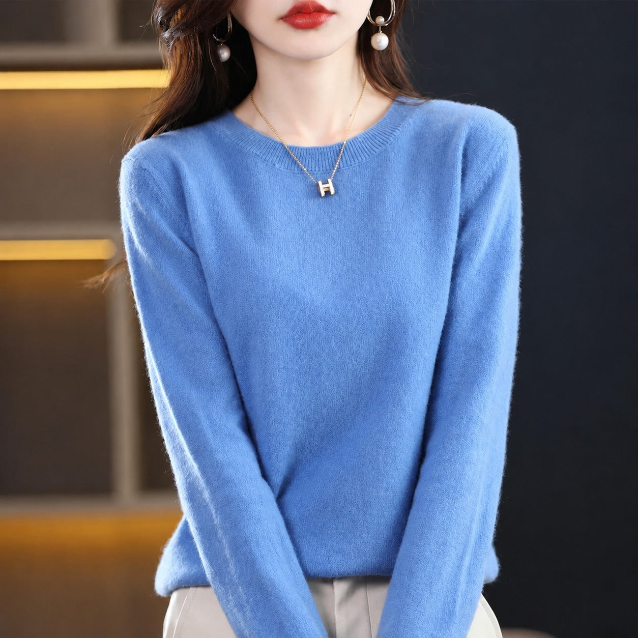 Erica - Suéter Casual de Cuello Redondo para Mujer
