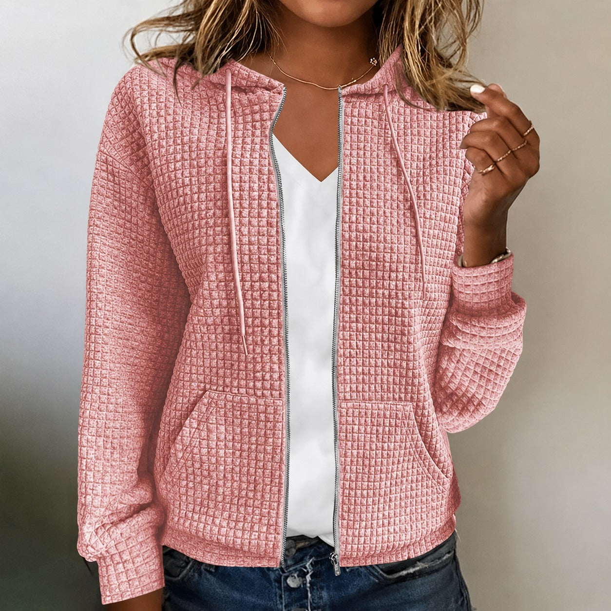 Kristel - Chaqueta con capucha de piqué de gofre