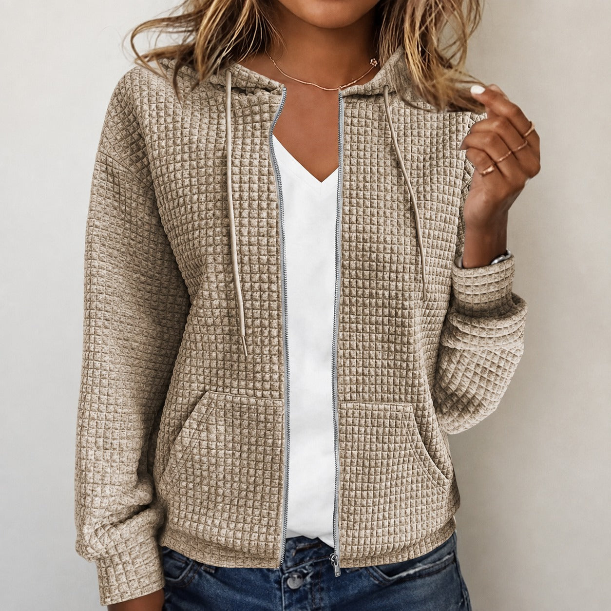 Kristel - Chaqueta con capucha de piqué de gofre