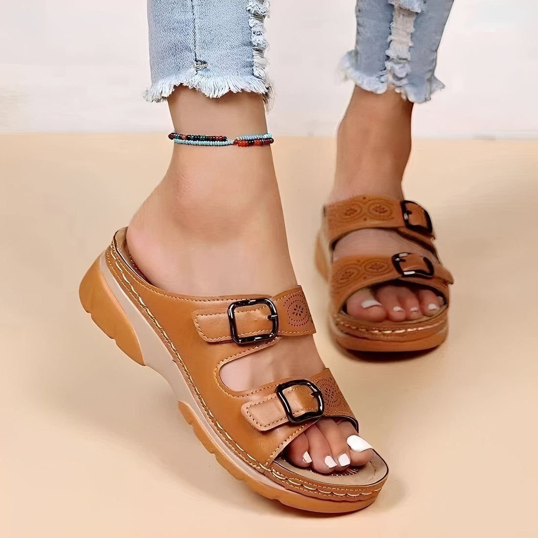Comfyflex - Sandalias con doble hebilla