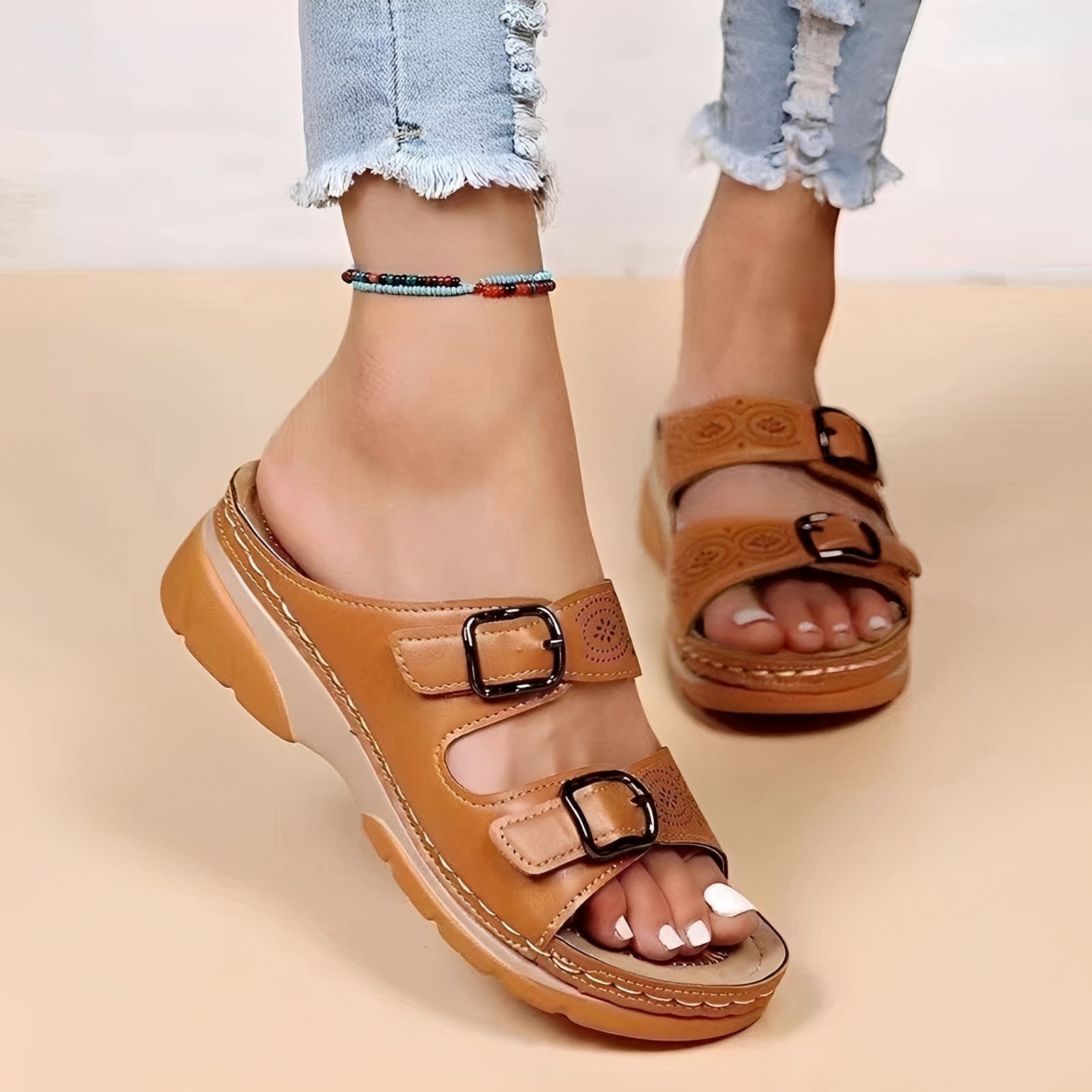 Comfyflex - Sandalias con doble hebilla