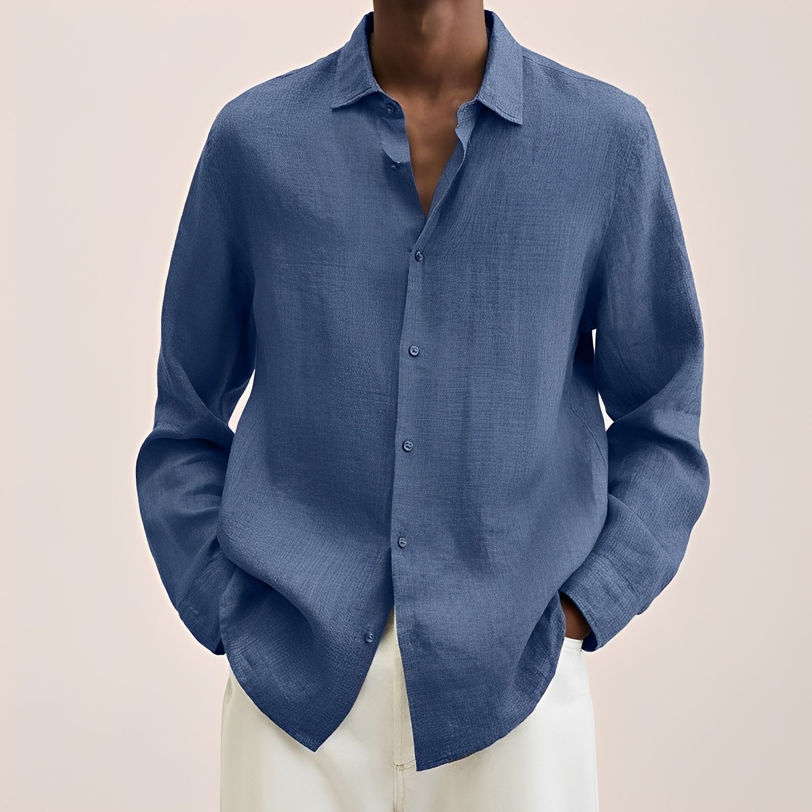 Calvin - Camisa de manga larga para hombres de tela ligera