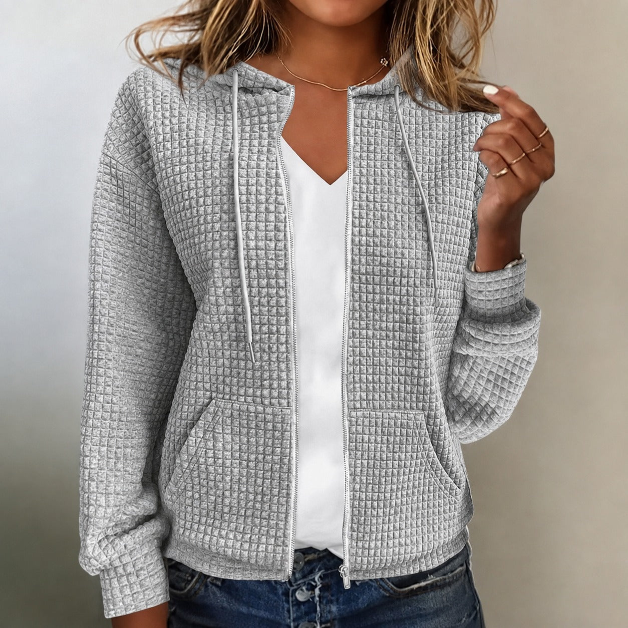 Kristel - Chaqueta con capucha de piqué de gofre