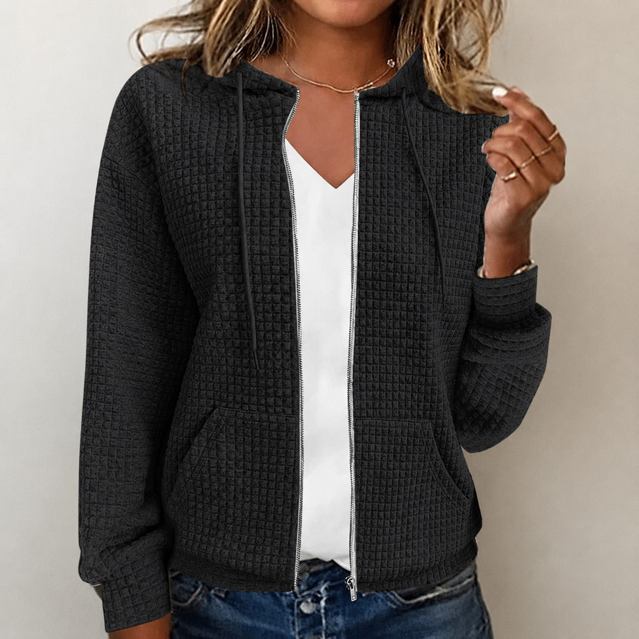 Kristel - Chaqueta con capucha de piqué de gofre