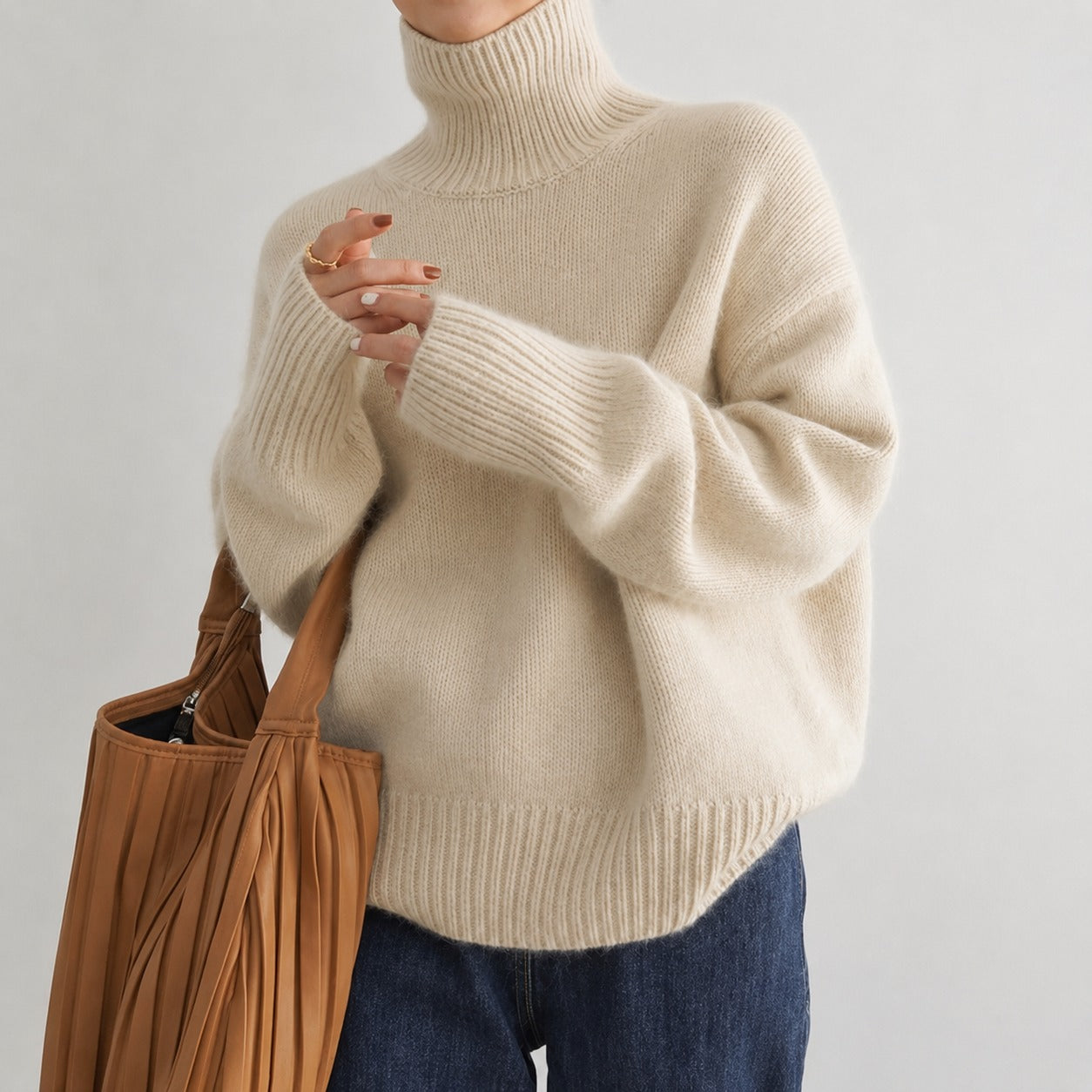 Lea - Suéter de cuello alto suelto para mujeres