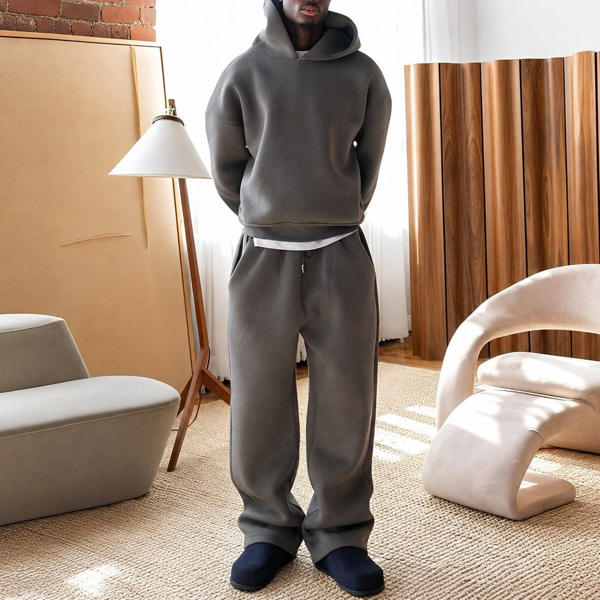 Marco - Conjunto de sudadera con capucha oversize y cálida para hombres