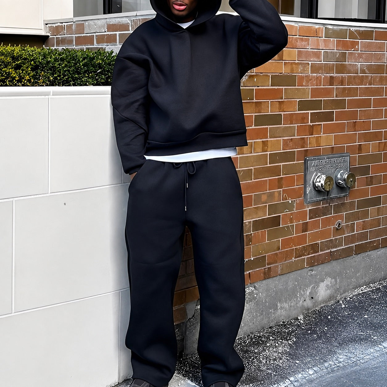 Marco - Conjunto de sudadera con capucha oversize y cálida para hombres