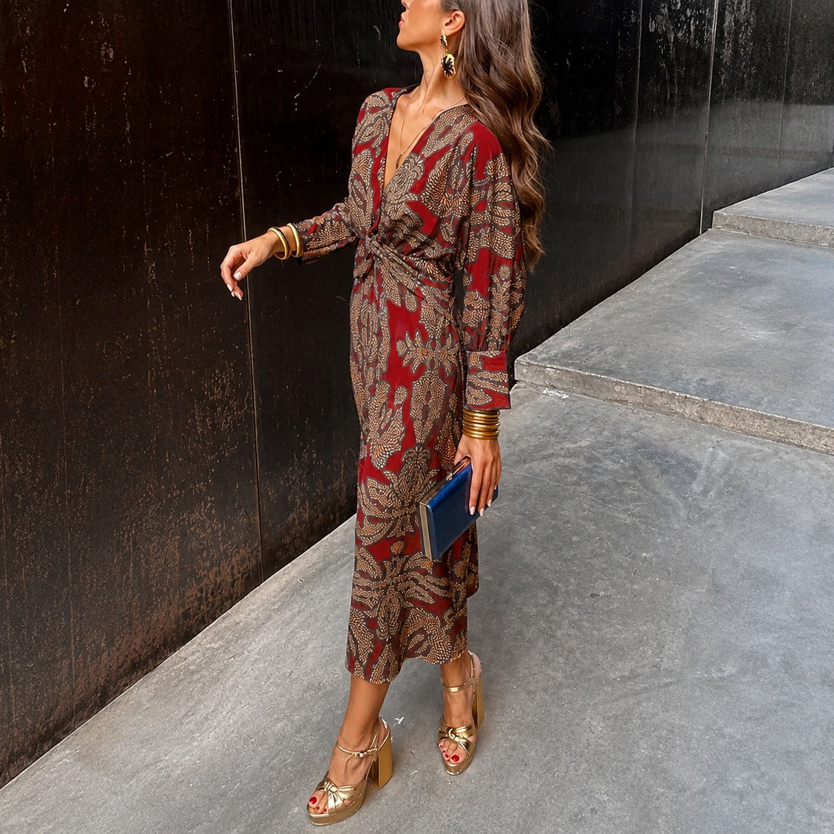 Grace - Vestido elegante con estampado floral y lazo
