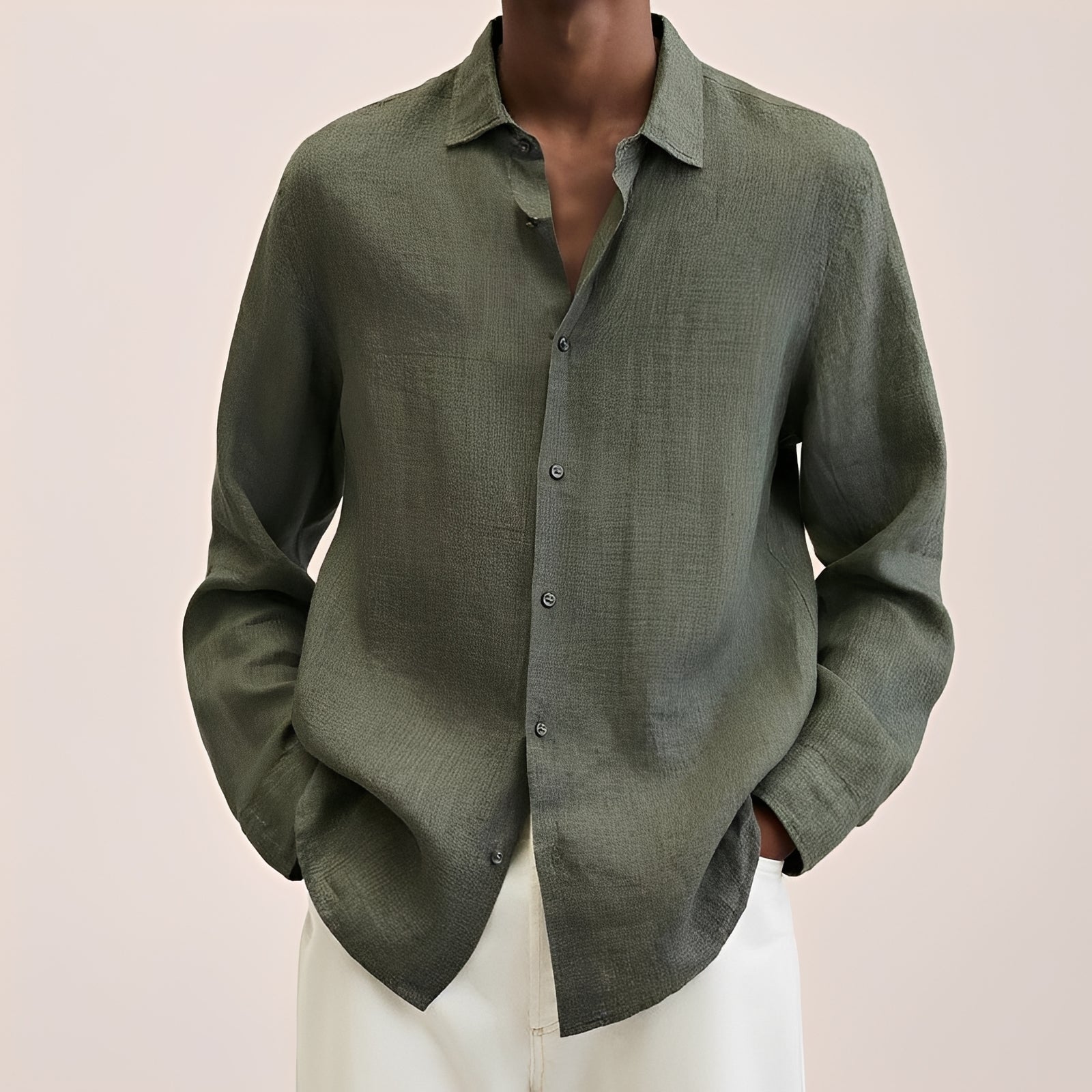 Calvin - Camisa de manga larga para hombres de tela ligera