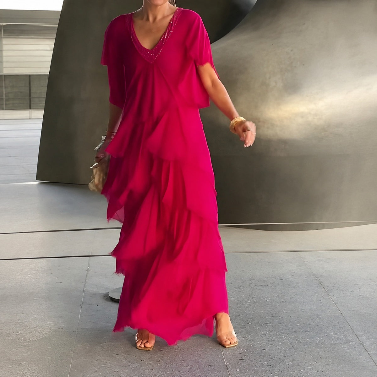 Riza - Vestido plisado con silueta fluida