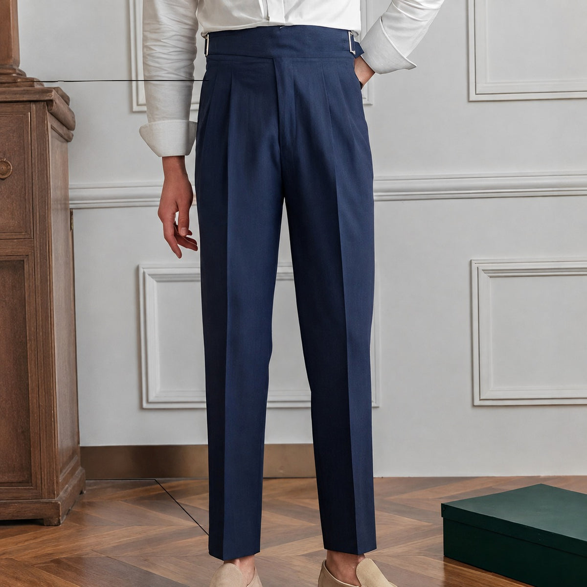 Bronson - Pantalones de vestir para hombre con hebilla ajustable