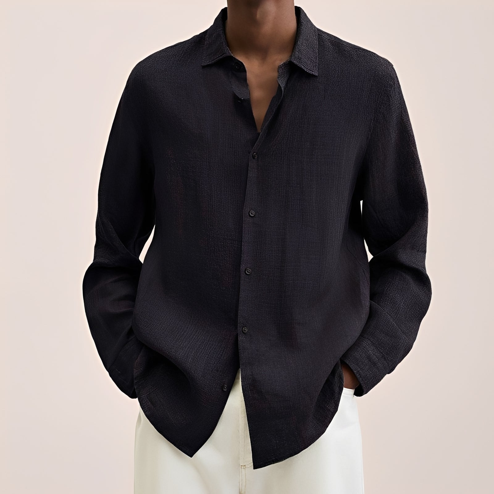 Calvin - Camisa de manga larga para hombres de tela ligera