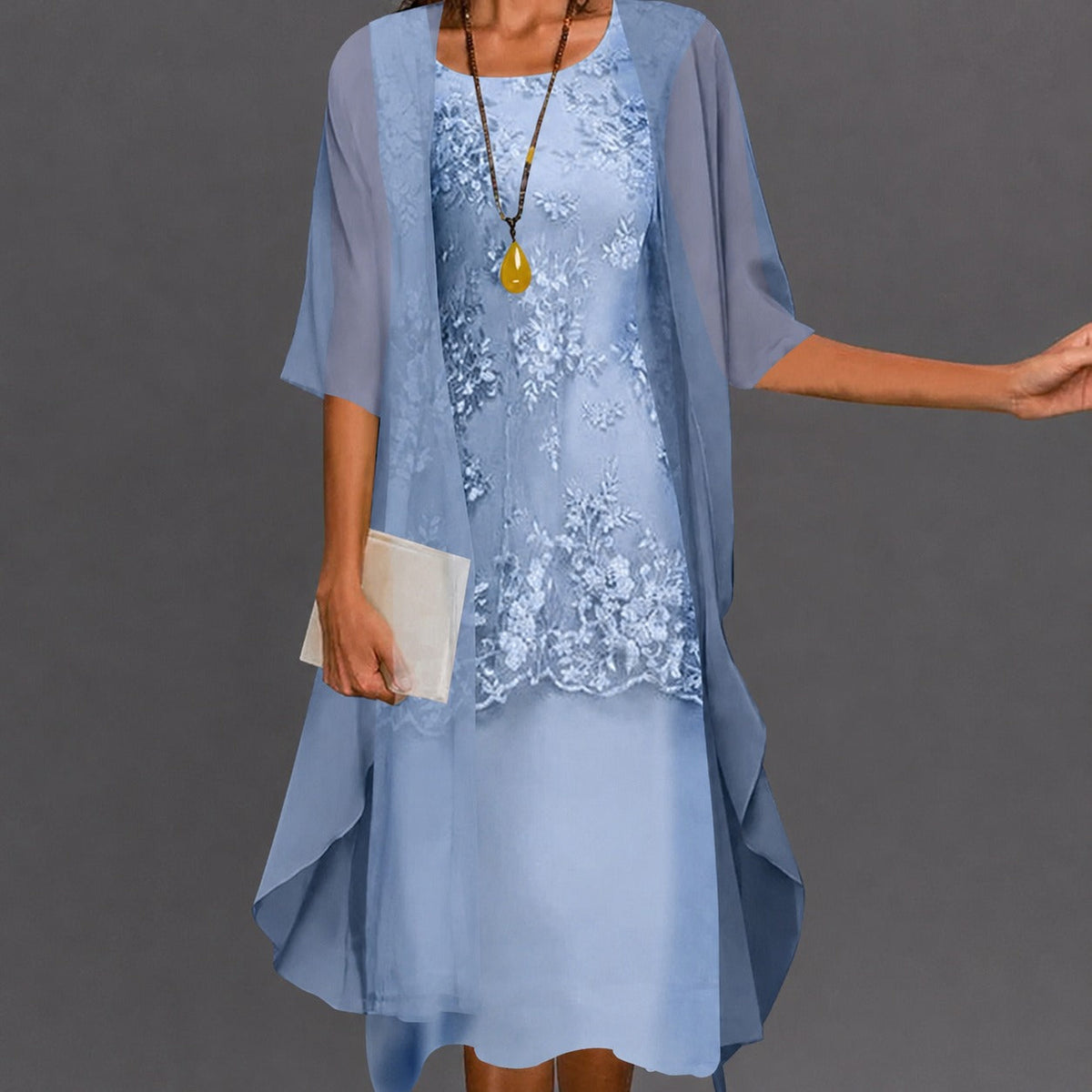 Vestido para mujeres – vestido elegante y fluido a la rodilla para vacaciones, regalos y uso diario