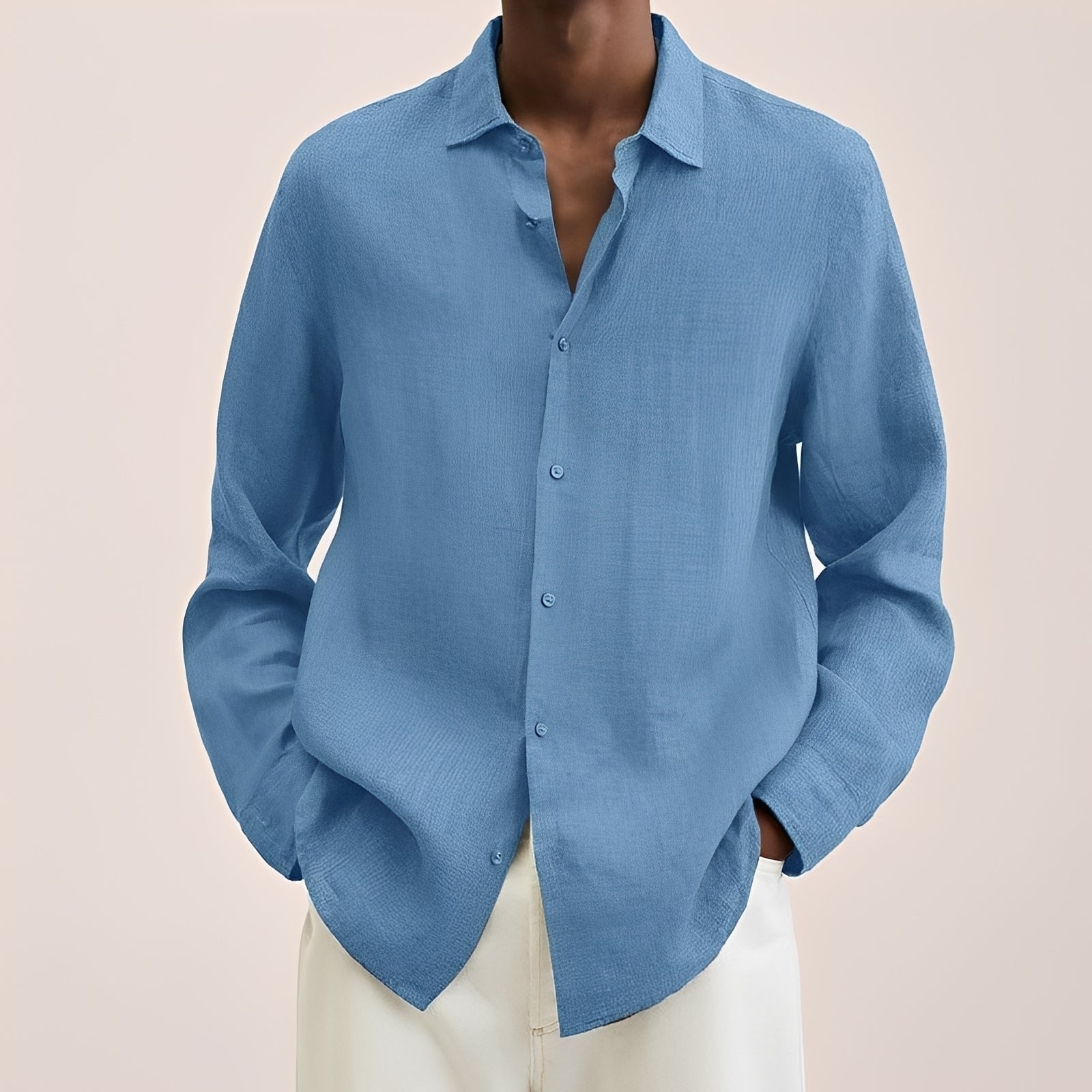 Calvin - Camisa de manga larga para hombres de tela ligera