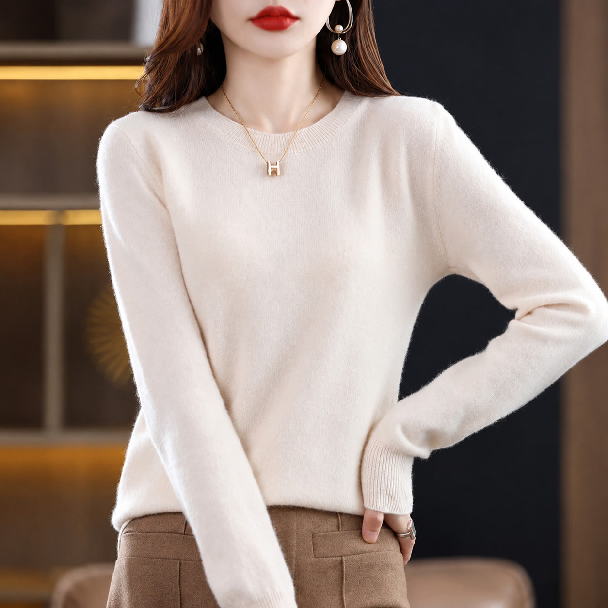 Erica - Suéter Casual de Cuello Redondo para Mujer