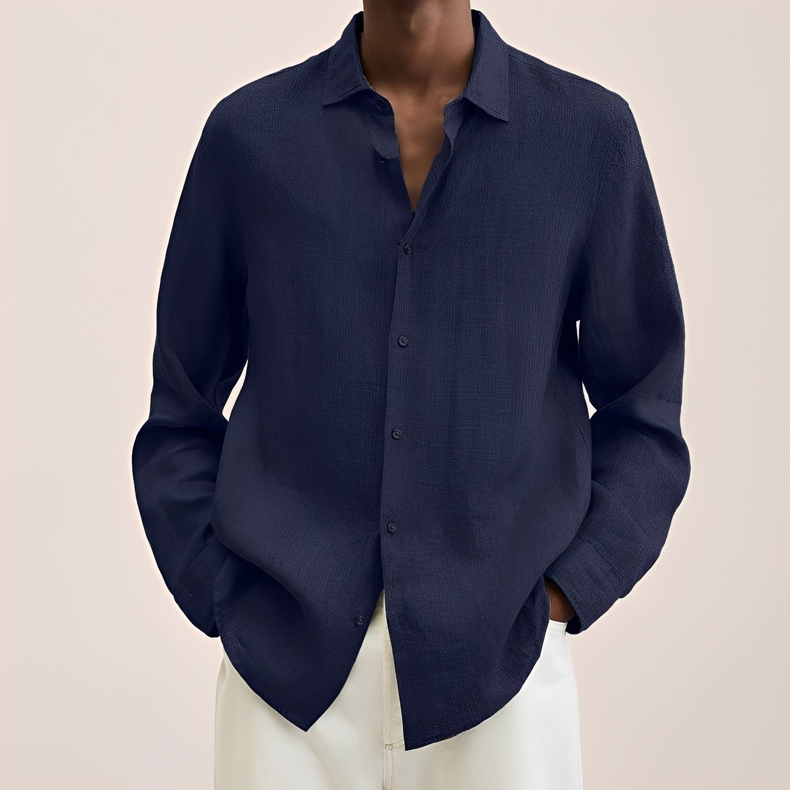 Calvin - Camisa de manga larga para hombres de tela ligera