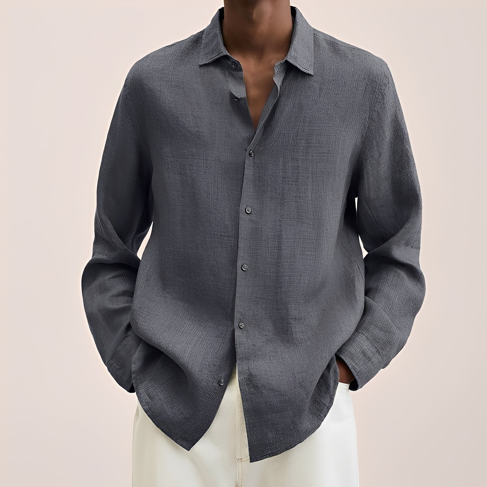 Calvin - Camisa de manga larga para hombres de tela ligera