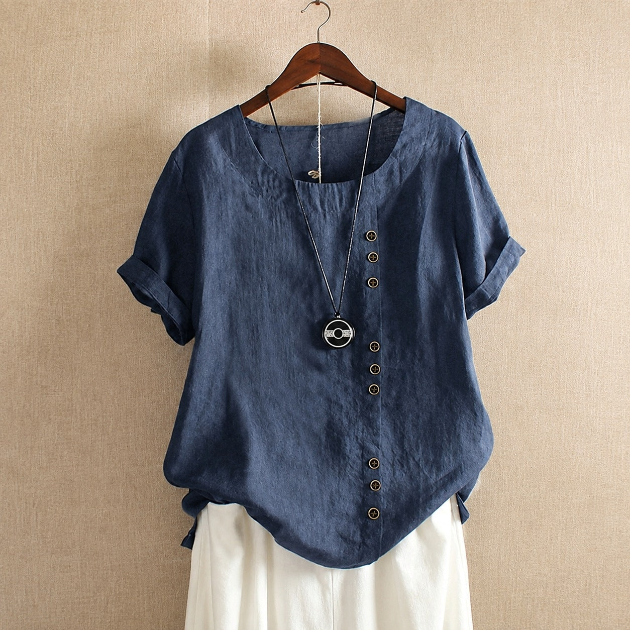 Julianny - Blusa de manga corta con botones